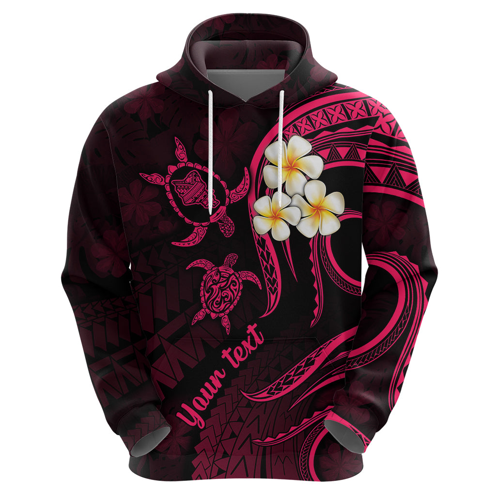 Custom Oahu Hawaii Hoodie Polynesian Tattoo and Pacific Plumeria Pink Vibe LT9 - Polynesian Pride