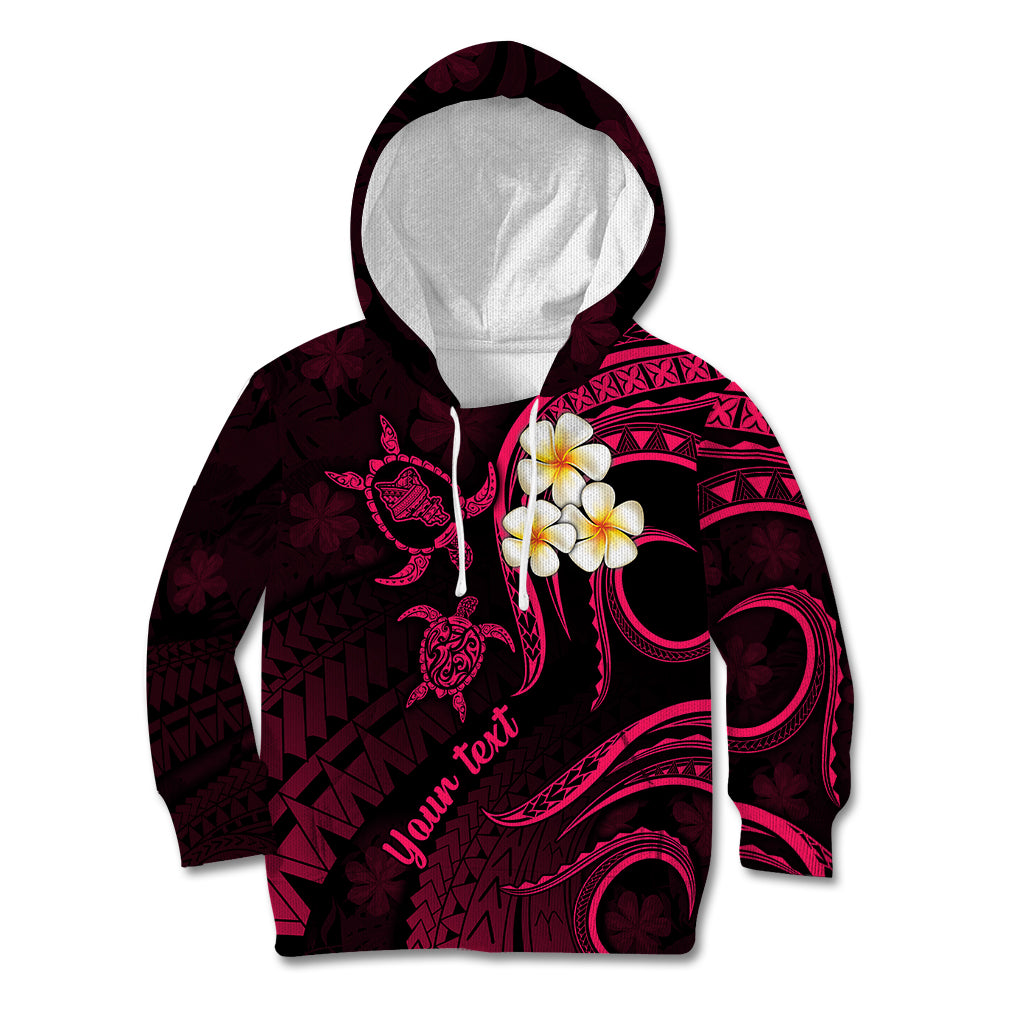 Personalised Oahu Hawaii Kid Hoodie Polynesian Tattoo and Pacific Plumeria Pink Vibe LT9 Hoodie Pink - Polynesian Pride