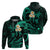 Custom Oahu Hawaii Hoodie Polynesian Tattoo and Pacific Plumeria Turquoise Vibe LT9 - Polynesian Pride