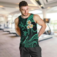 Personalised Oahu Hawaii Men Tank Top Polynesian Tattoo and Pacific Plumeria Turquoise Vibe LT9 - Polynesian Pride
