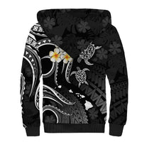 Personalised Oahu Hawaii Sherpa Hoodie Polynesian Tattoo and Pacific Plumeria White Vibe LT9 - Polynesian Pride