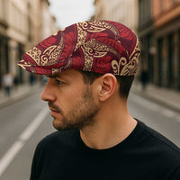Luxury Red Monstera Jeff Hat Polynesian Tribal Pattern - Polynesian Pride