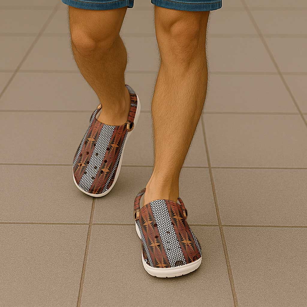 Malo e Lelei Tonga Clogs Shoes Tongan Ngatu Tapa Cloth - Polynesian Pride