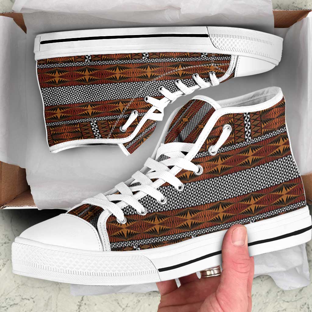 Malo e Lelei Tonga High Top Shoes Tongan Ngatu Tapa Cloth - Polynesian Pride