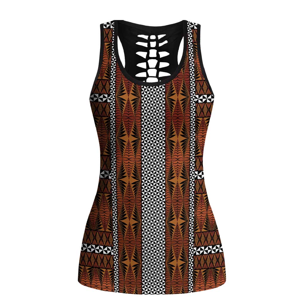 Malo e Lelei Tonga Hollow Tank Top Tongan Ngatu Tapa Cloth - Polynesian Pride