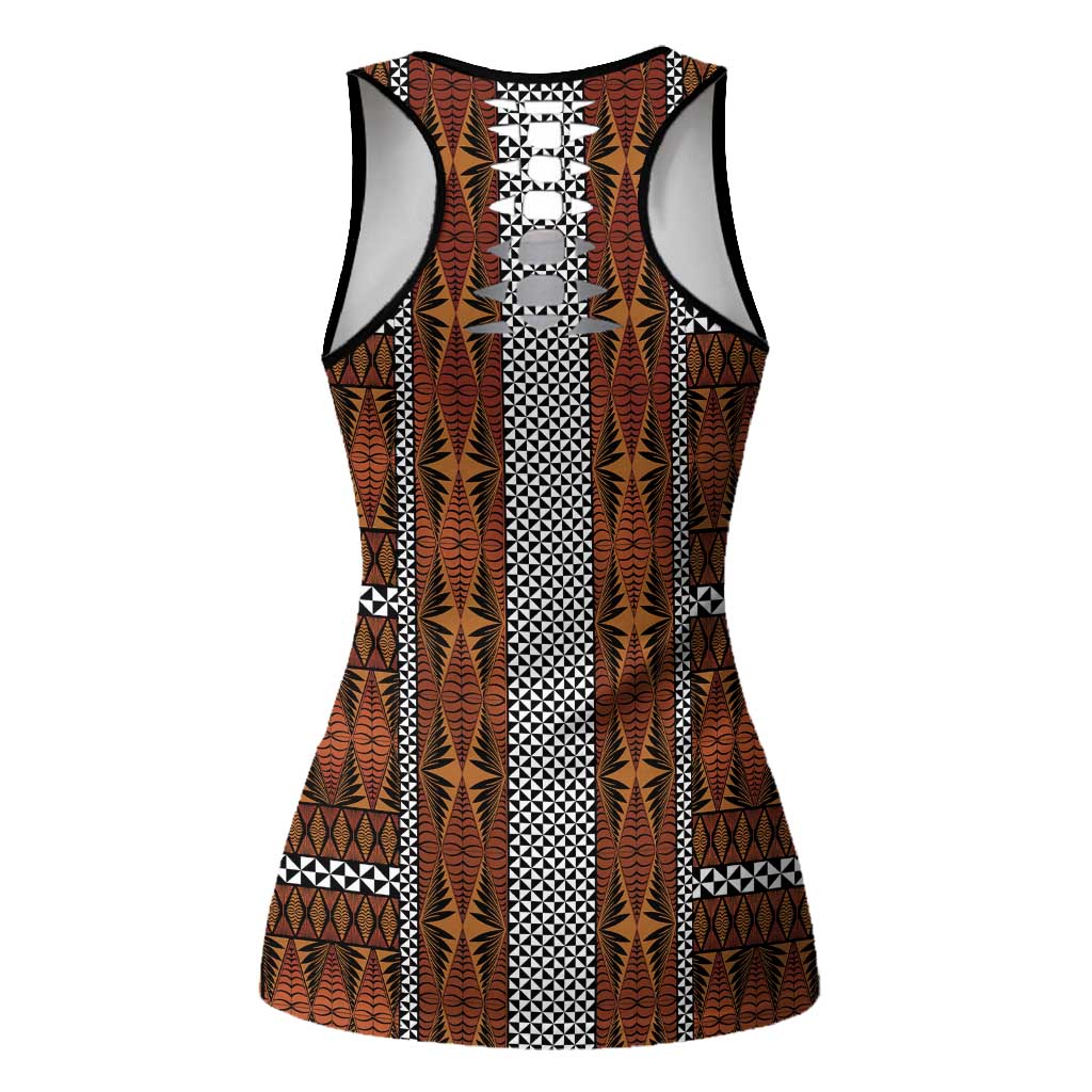Malo e Lelei Tonga Hollow Tank Top Tongan Ngatu Tapa Cloth - Polynesian Pride