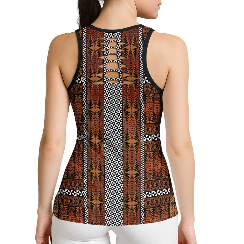 Malo e Lelei Tonga Hollow Tank Top Tongan Ngatu Tapa Cloth - Polynesian Pride
