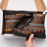 Malo e Lelei Tonga Leather Boots Tongan Ngatu Tapa Cloth LT14 - Polynesian Pride