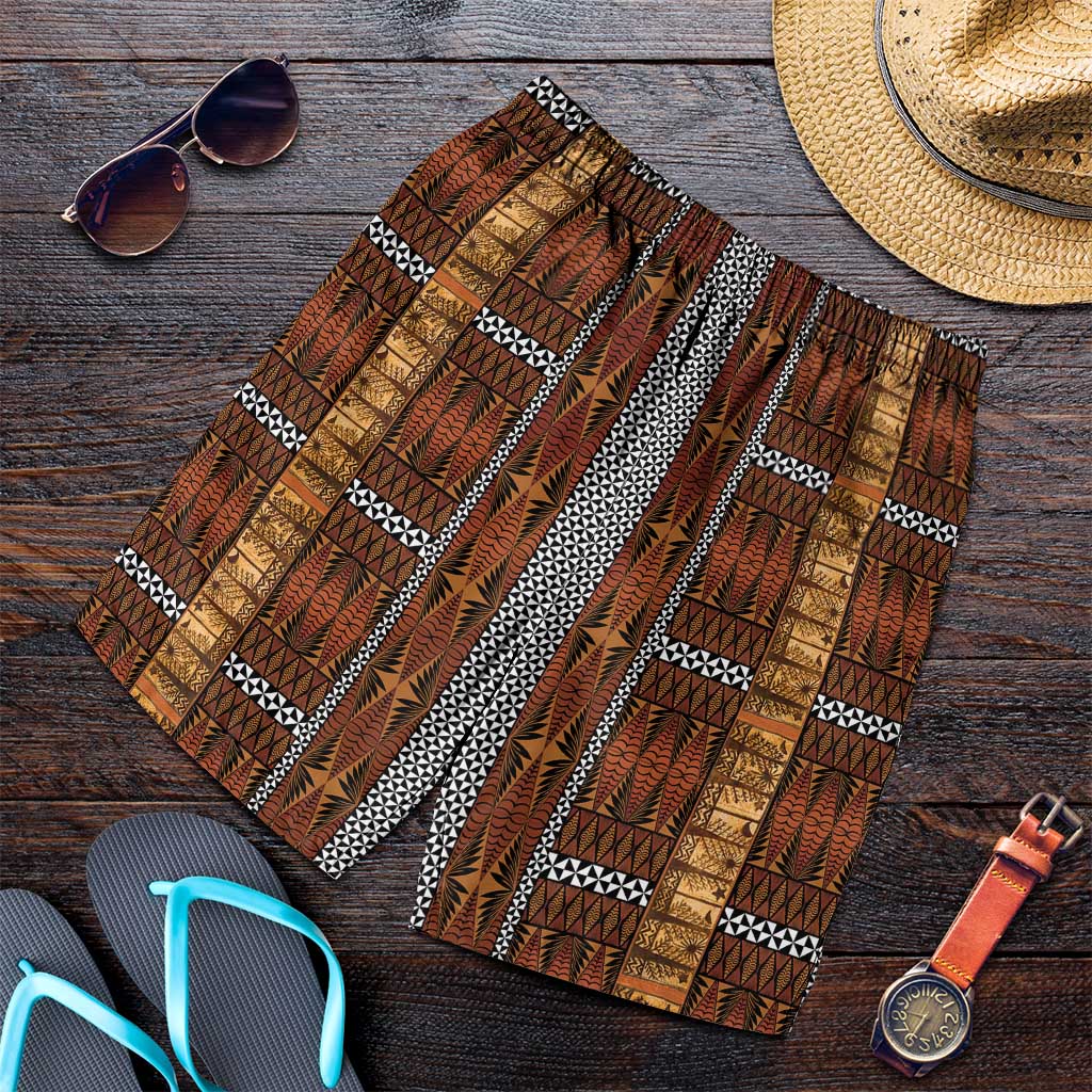 Malo e Lelei Tonga Shorts for Men Tongan Ngatu Tapa Cloth - Polynesian Pride