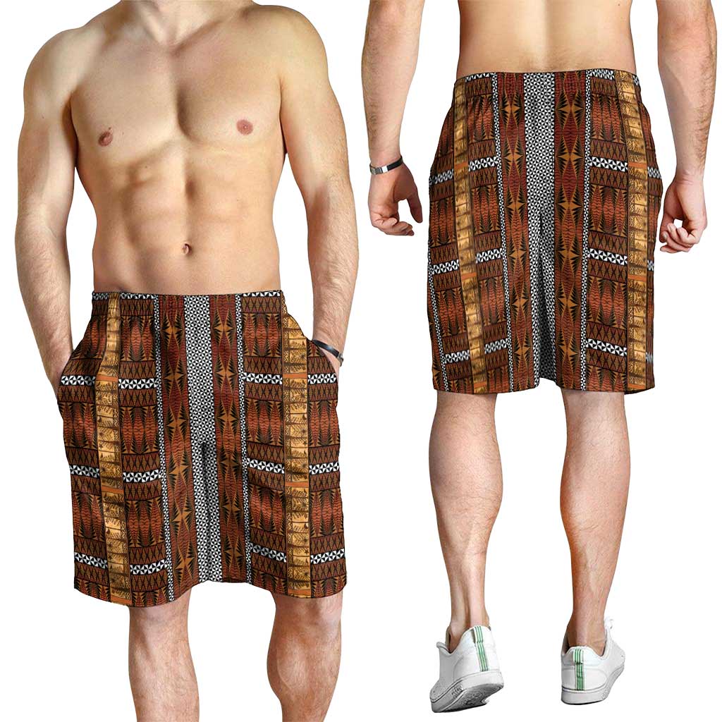 Malo e Lelei Tonga Shorts for Men Tongan Ngatu Tapa Cloth - Polynesian Pride