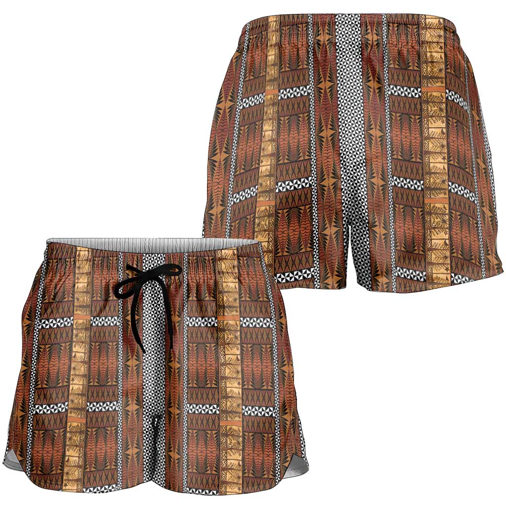 Malo e Lelei Tonga Shorts for Women Tongan Ngatu Tapa Cloth - Polynesian Pride