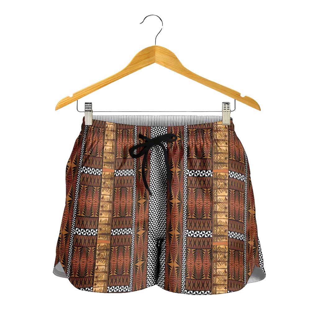 Malo e Lelei Tonga Shorts for Women Tongan Ngatu Tapa Cloth - Polynesian Pride