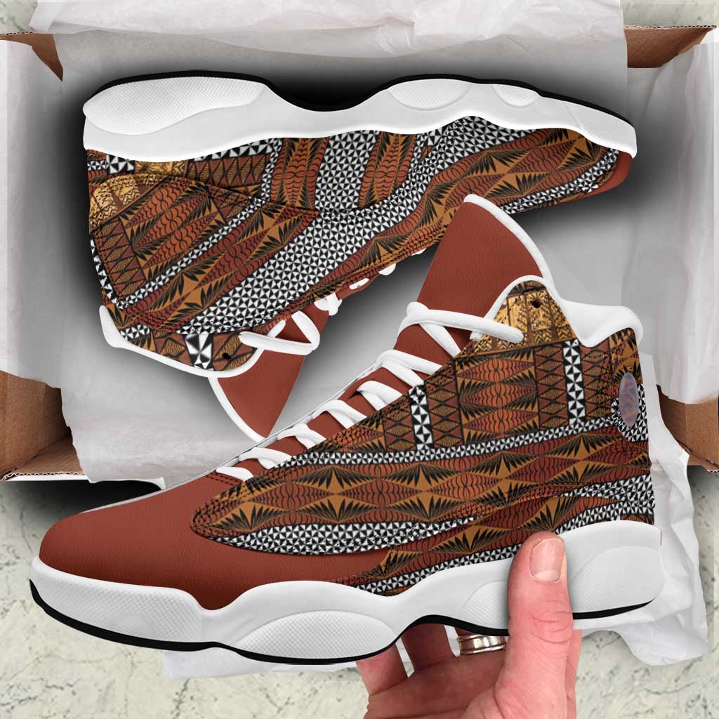 Malo e Lelei Tonga Sneakers J13 Tongan Ngatu Tapa Cloth - Polynesian Pride