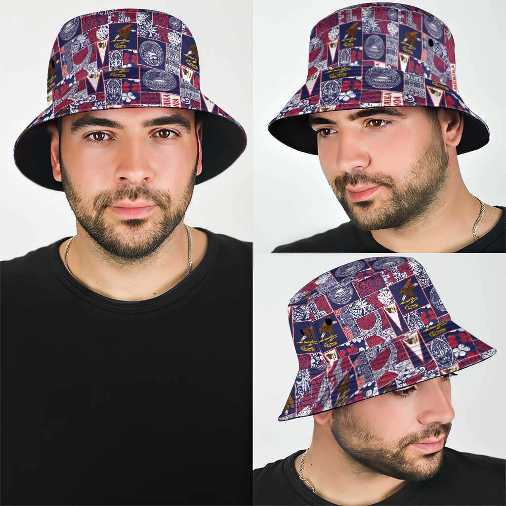 Manuia le Kerisimasi American Samoa Bucket Hat Pacific Patchwork Xmas Vibes - Polynesian Pride