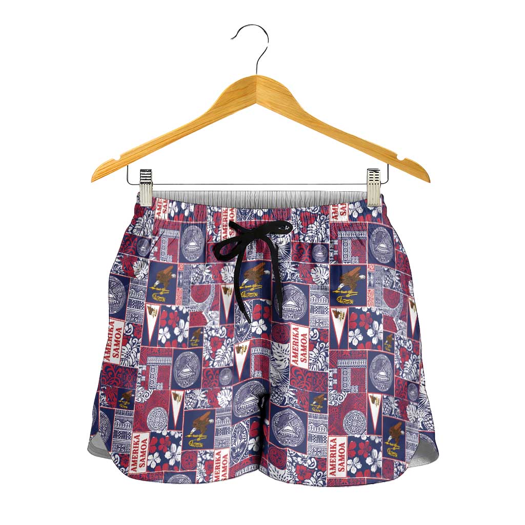 Manuia le Kerisimasi American Samoa Shorts for Women Pacific Patchwork Xmas Vibes - Polynesian Pride