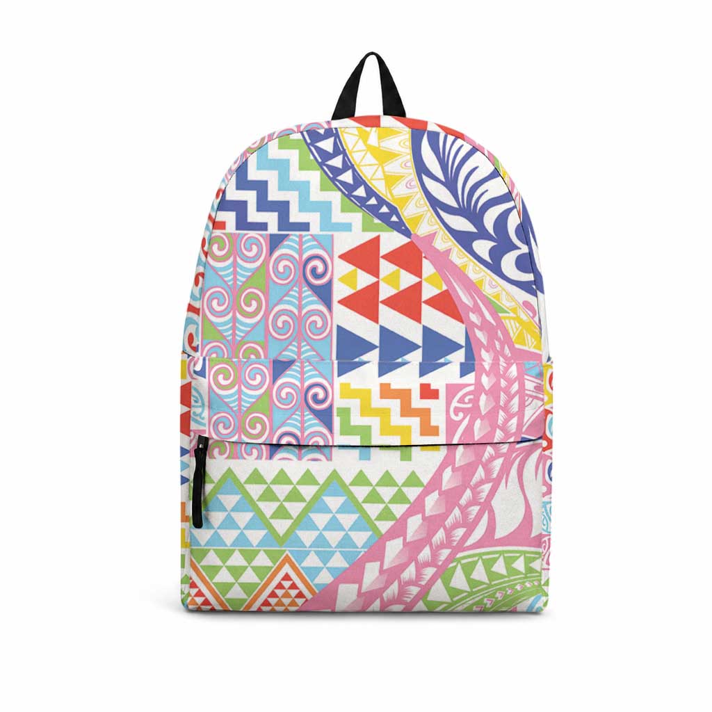Maori Kowhaiwhai Taniko Patchwork Rainbow Motifs Backpack