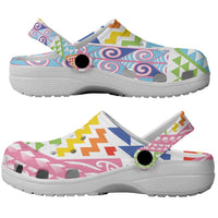Maori Kowhaiwhai Taniko Patchwork Rainbow Motifs Clogs Shoes