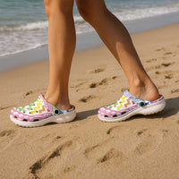 Maori Kowhaiwhai Taniko Patchwork Rainbow Motifs Clogs Shoes