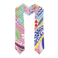 Maori Kowhaiwhai Taniko Patchwork Rainbow Motifs Graduation Stole