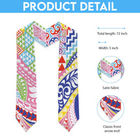 Maori Kowhaiwhai Taniko Patchwork Rainbow Motifs Graduation Stole