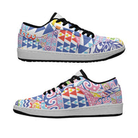 Maori Kowhaiwhai Taniko Patchwork Rainbow Motifs Low Sneakers