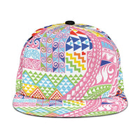 Maori Kowhaiwhai Taniko Patchwork Rainbow Motifs Snapback Cap