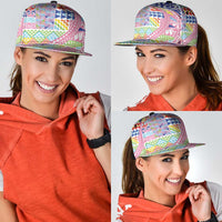 Maori Kowhaiwhai Taniko Patchwork Rainbow Motifs Snapback Cap