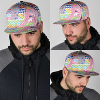 Maori Kowhaiwhai Taniko Patchwork Rainbow Motifs Snapback Cap