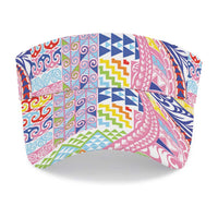 Maori Kowhaiwhai Taniko Patchwork Rainbow Motifs Sun Visor Cap