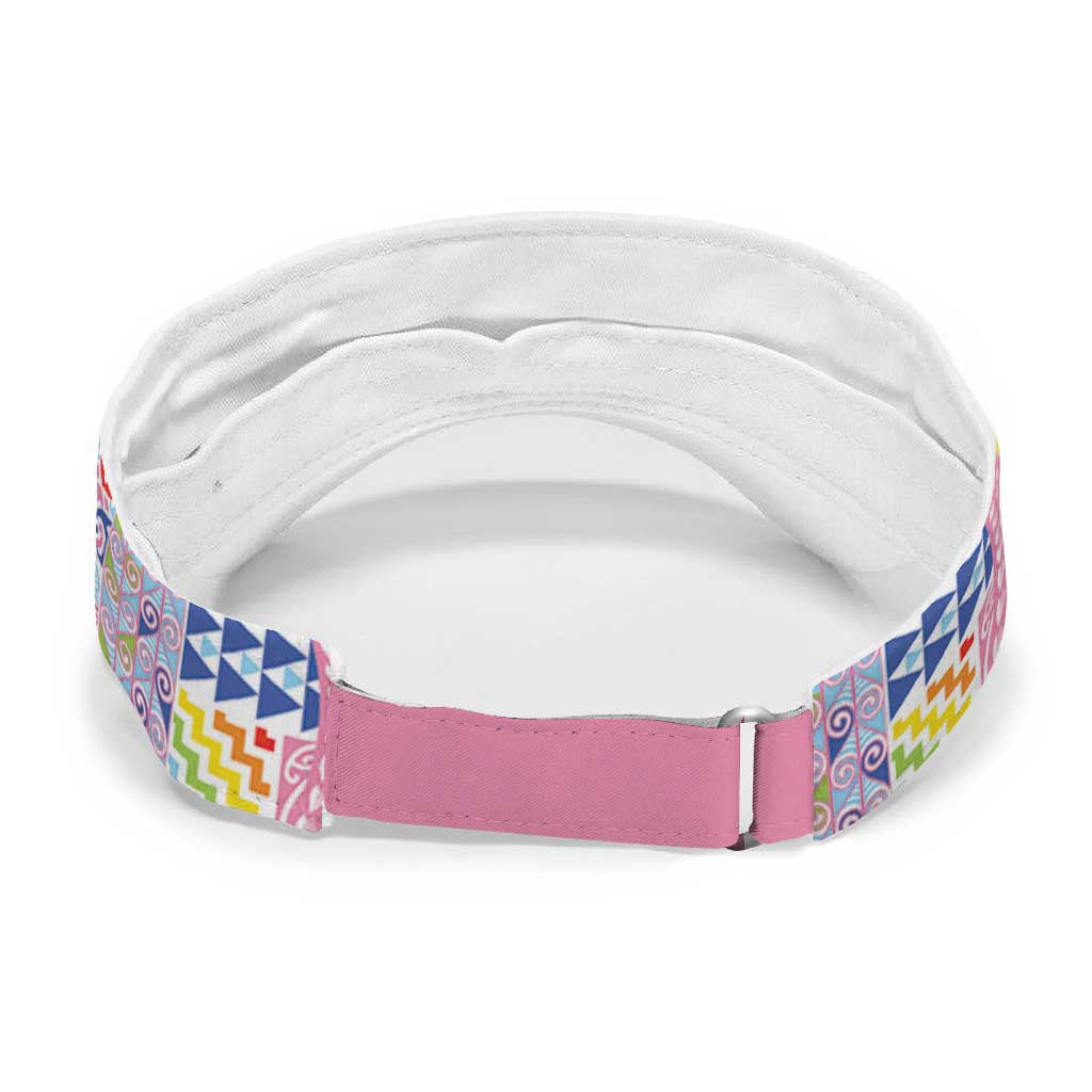 Maori Kowhaiwhai Taniko Patchwork Rainbow Motifs Sun Visor Cap