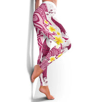 Maori Manta Ray Plumeria Royal Pink Leggings LT01 - Polynesian Pride