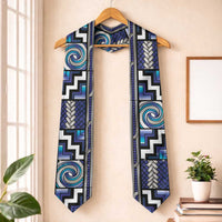 Maori Matariki Graduation Stole Blue Galaxy Aesthetic Koru Art LT01 One Size Blue - Polynesian Pride
