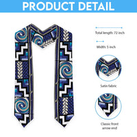 Maori Matariki Graduation Stole Blue Galaxy Aesthetic Koru Art LT01 - Polynesian Pride