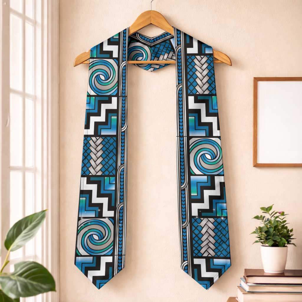 Maori Matariki Graduation Stole Green Galaxy Aesthetic Koru Art LT01 One Size Green - Polynesian Pride