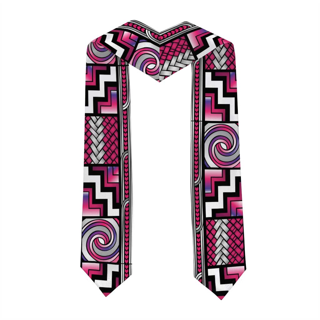Maori Matariki Graduation Stole Pink Galaxy Aesthetic Koru Art LT01 - Polynesian Pride