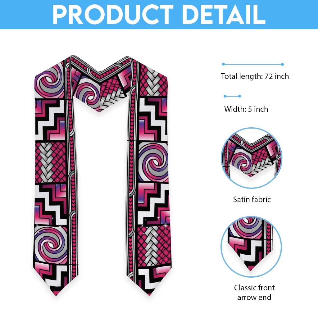 Maori Matariki Graduation Stole Pink Galaxy Aesthetic Koru Art LT01 - Polynesian Pride