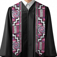 Maori Matariki Graduation Stole Pink Galaxy Aesthetic Koru Art LT01 - Polynesian Pride