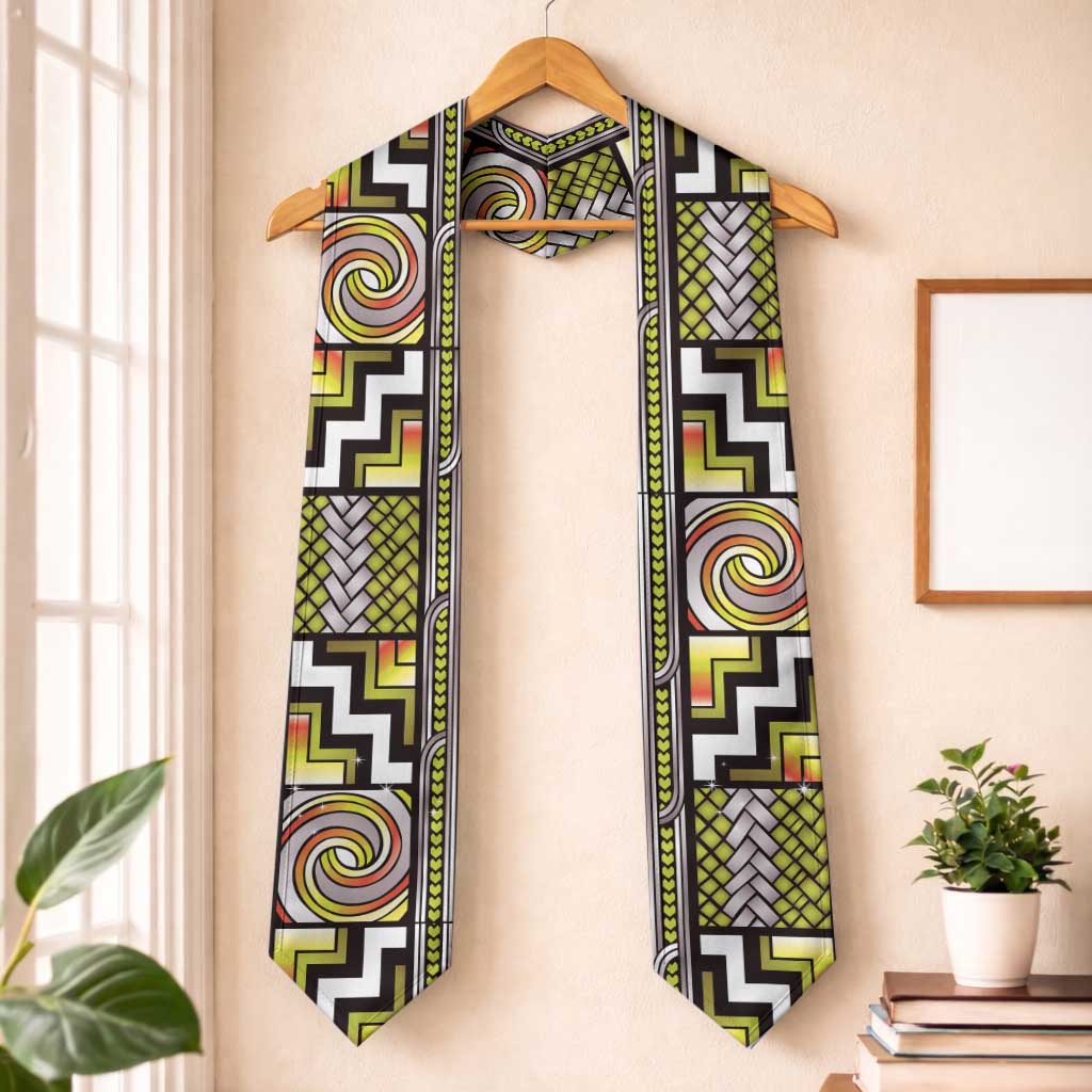 Maori Matariki Graduation Stole Yellow Galaxy Aesthetic Koru Art LT01 One Size Yellow - Polynesian Pride