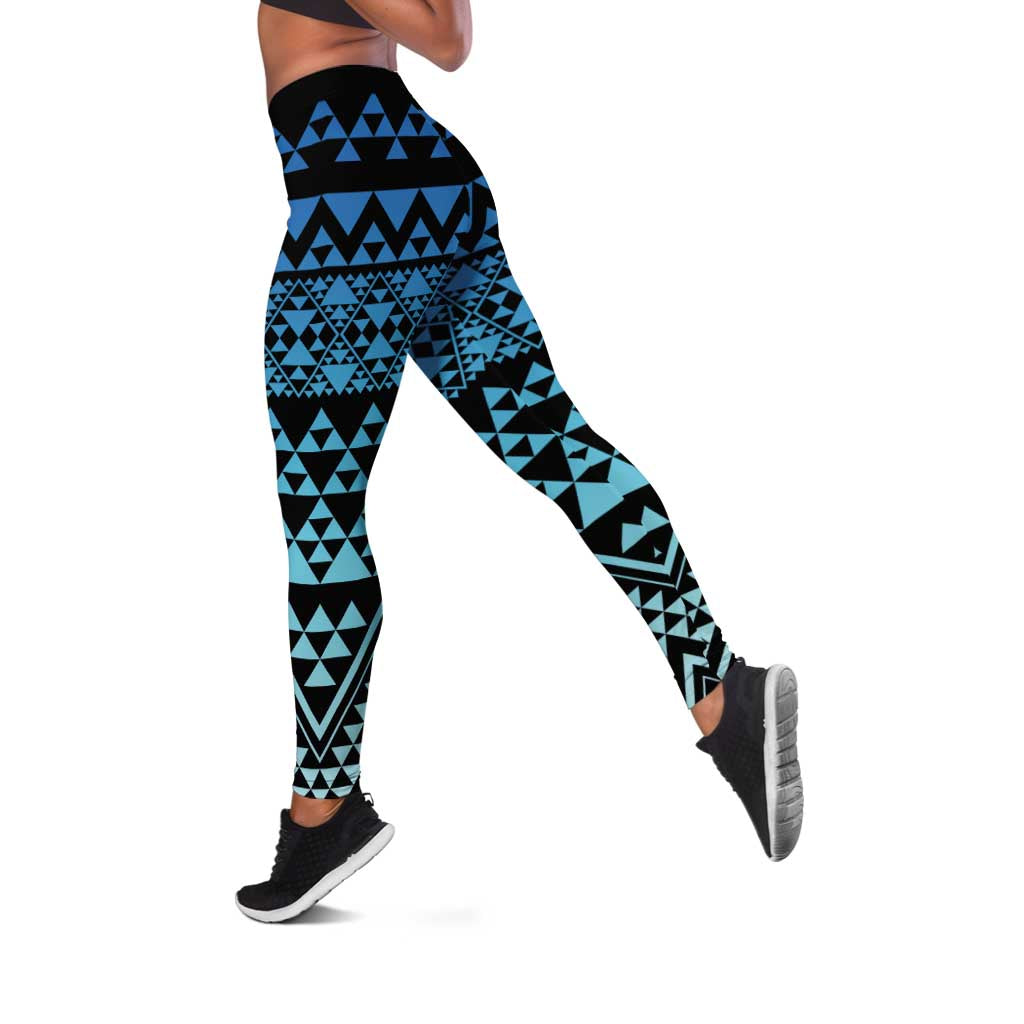 Maori Niho Taniwha Te Wheiao Leggings Moana Blue - Polynesian Pride
