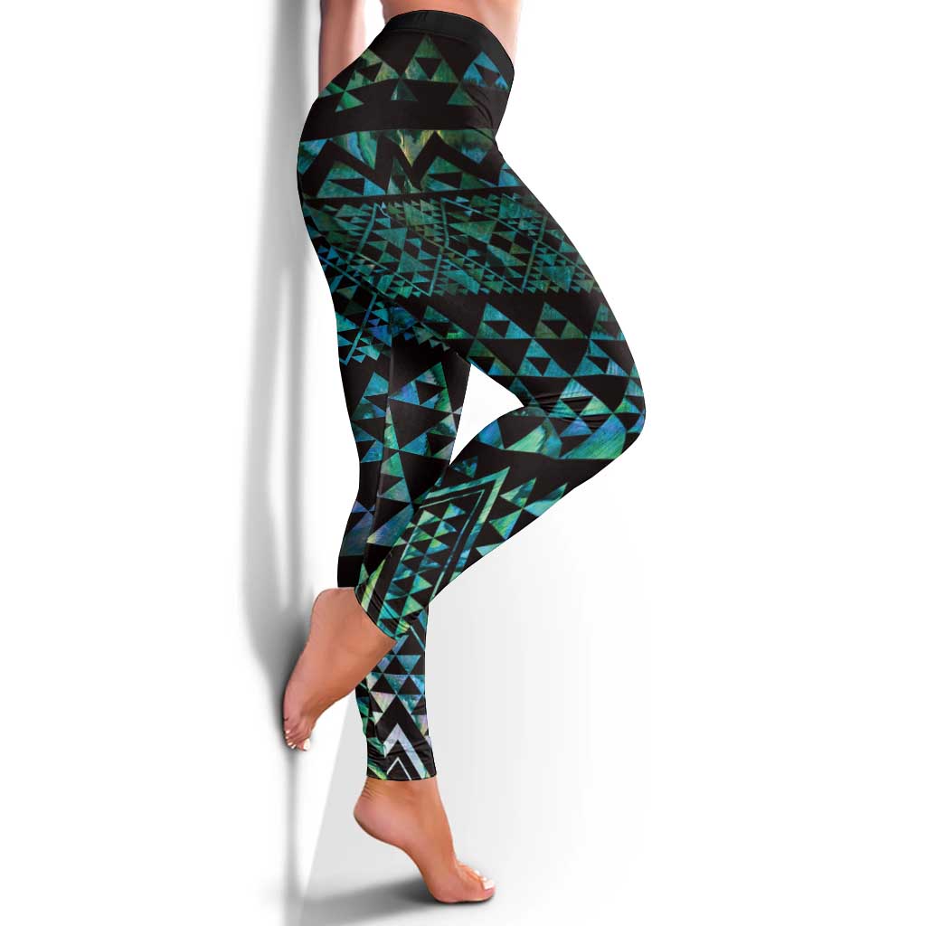 Maori Niho Taniwha Te Wheiao Leggings Paua Shell - Polynesian Pride