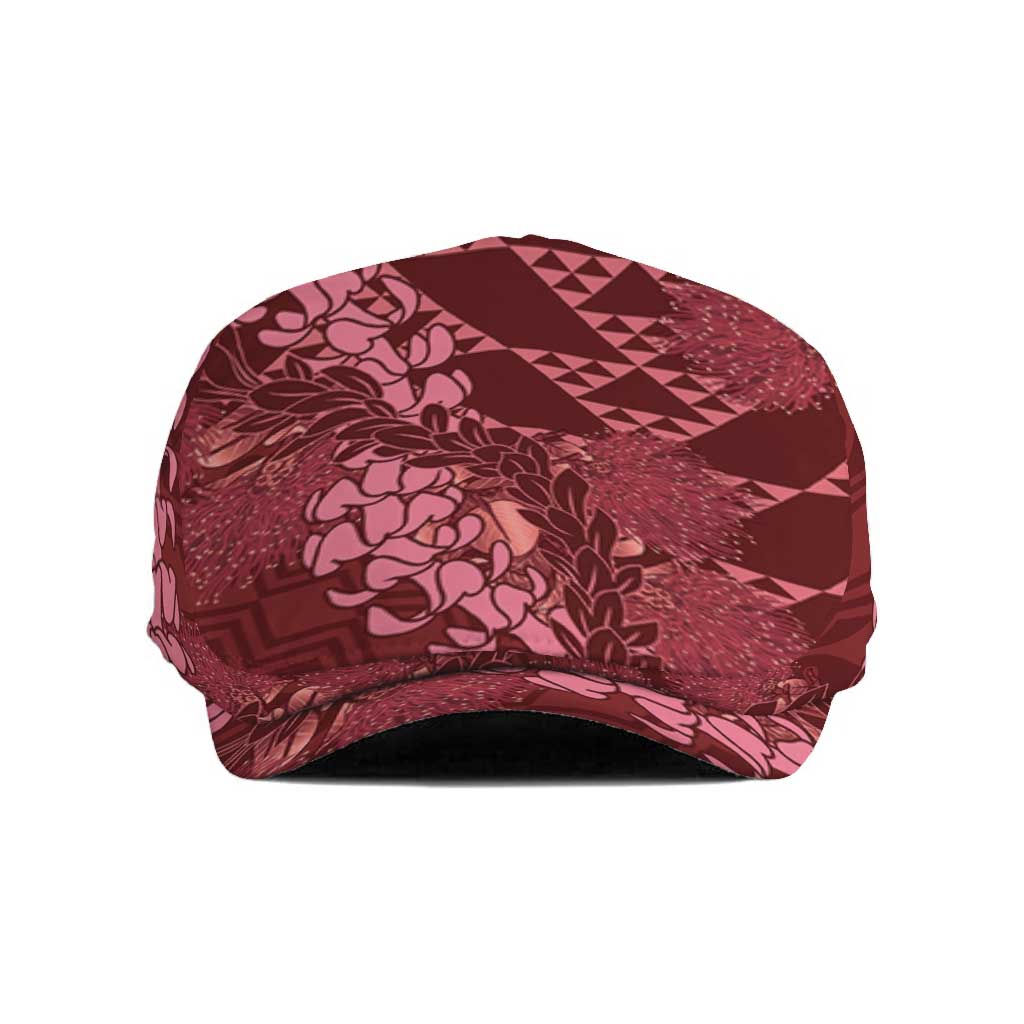 Maroon Aloha Hawaii Jeff Hat Hawaiian Kakau Ohia Lehua Lei - Polynesian Pride