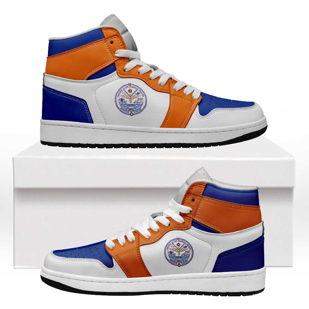 Marshall Islands High Sneakers AJ1 Coat Of Arms Flag Inspired LT05 Orange - Polynesian Pride