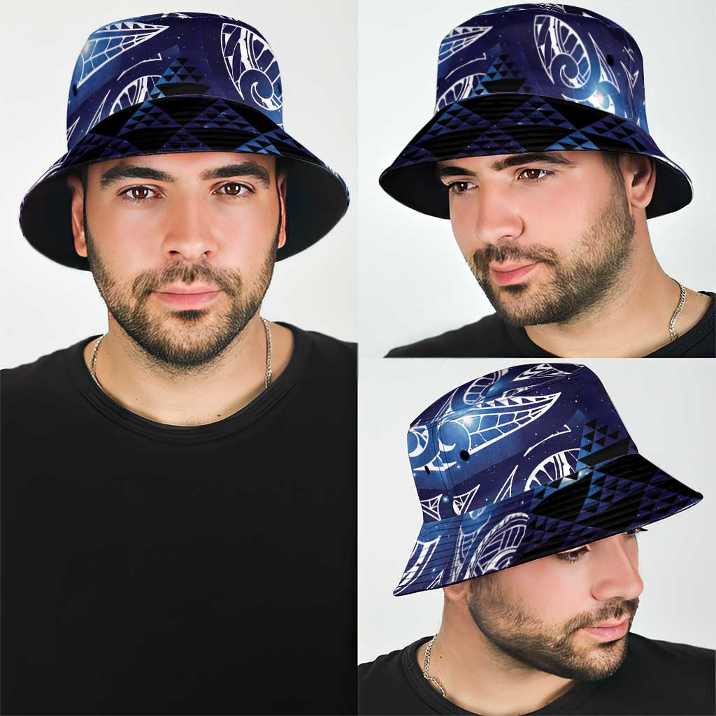 Matariki New Zealand Bucket Hat NZ Niho Taniwha Maori New Year Blue Galaxy