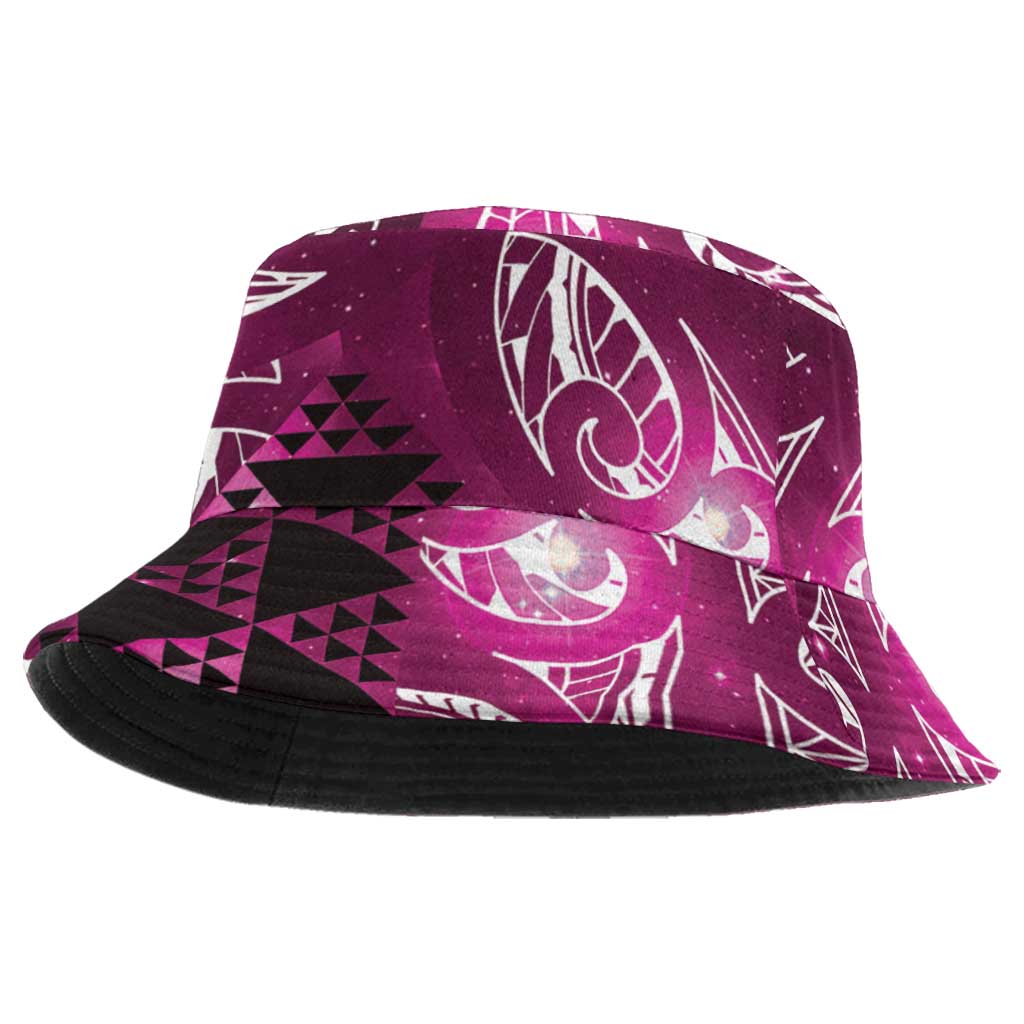 Matariki New Zealand Bucket Hat NZ Niho Taniwha Maori New Year Pink Galaxy
