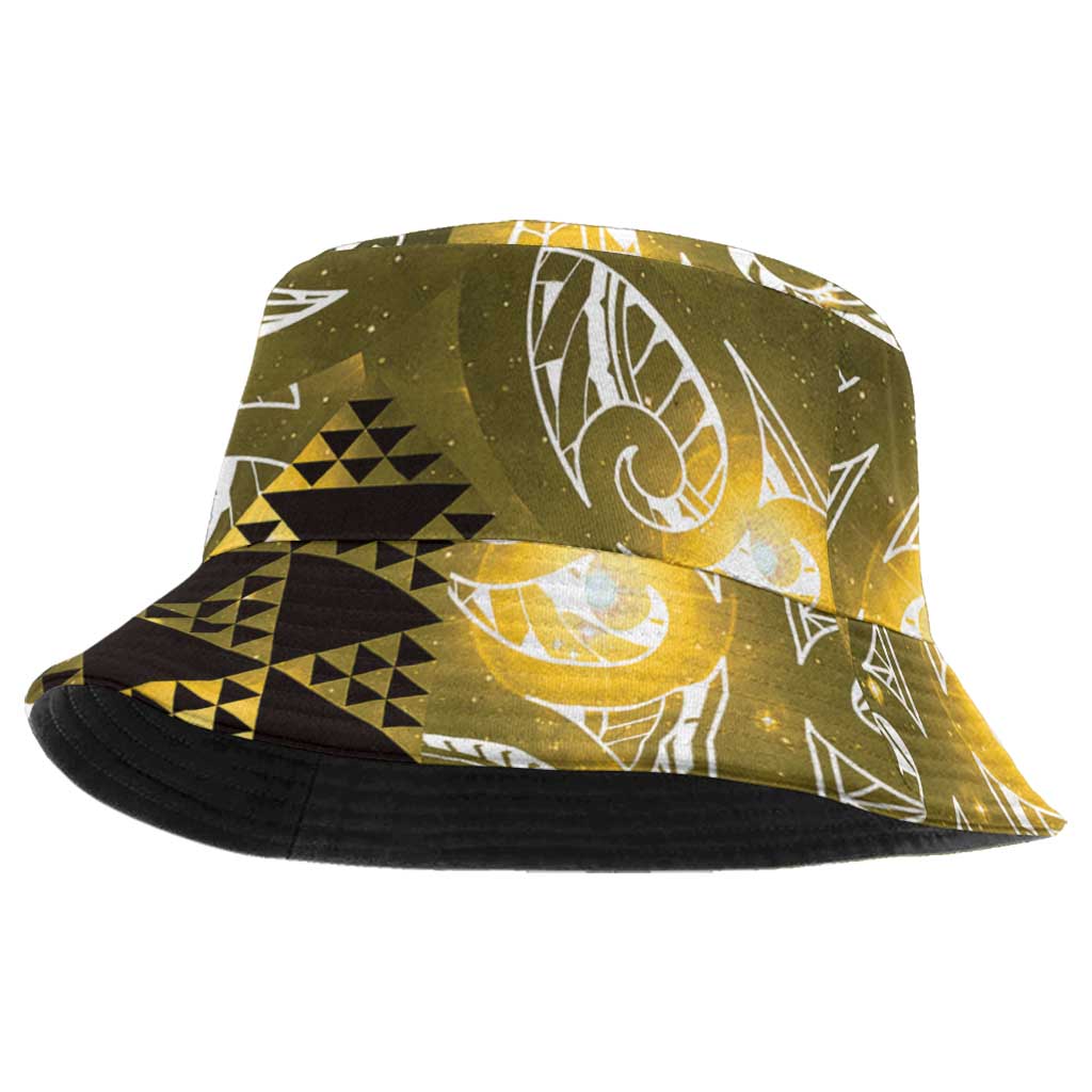 Matariki New Zealand Bucket Hat NZ Niho Taniwha Maori New Year Yellow Galaxy