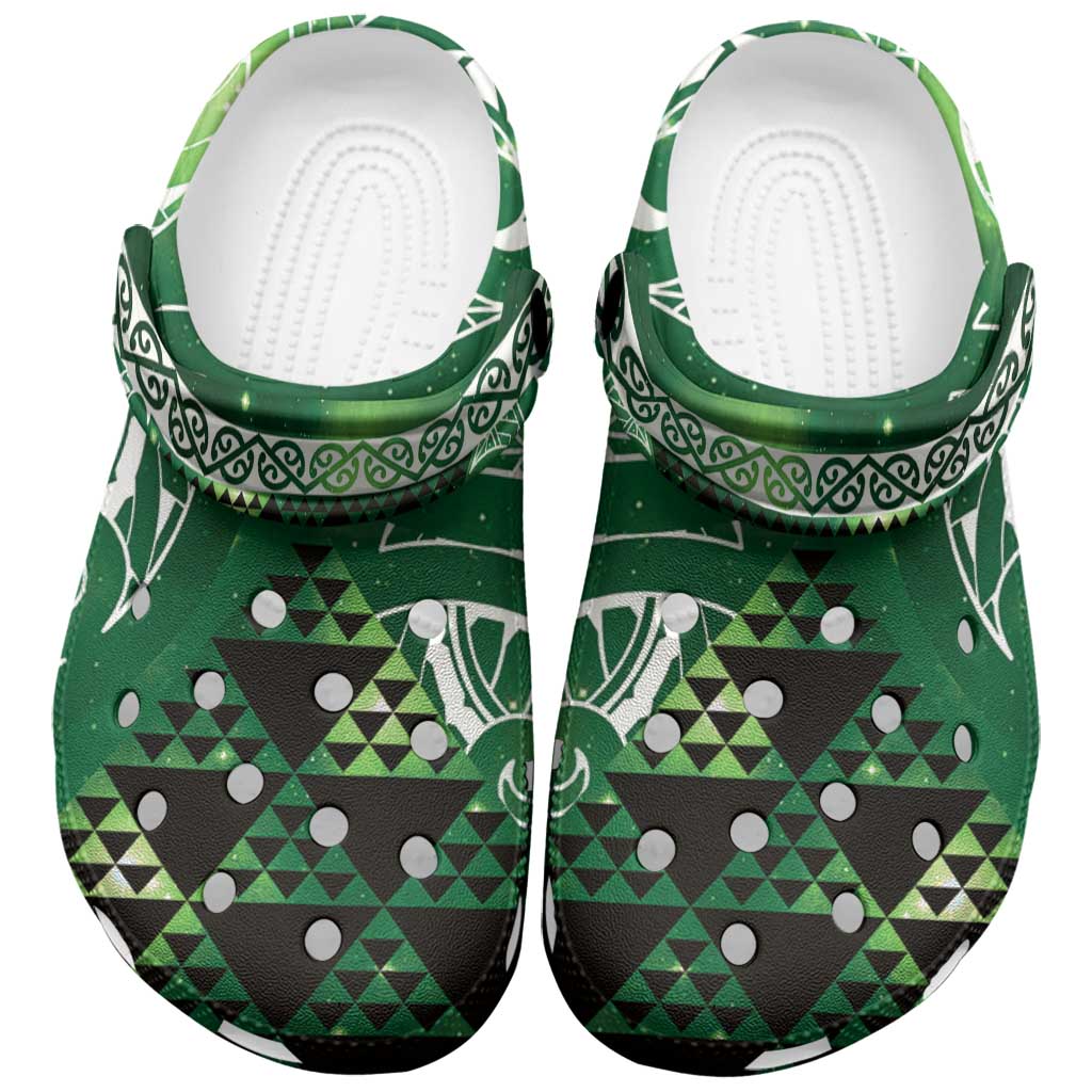 Matariki New Zealand Clogs Shoes NZ Niho Taniwha Maori New Year Green Galaxy LT14 Green - Polynesian Pride