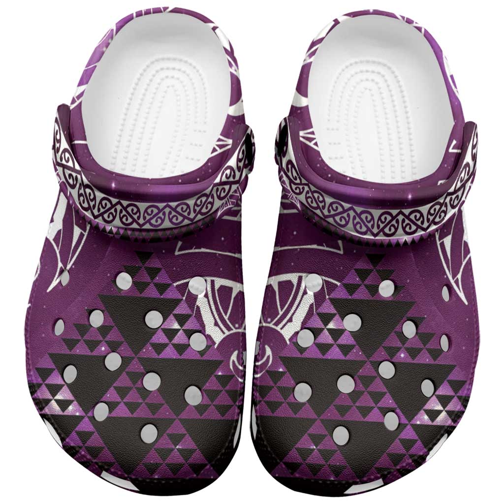 Matariki New Zealand Clogs Shoes NZ Niho Taniwha Maori New Year Purple Galaxy LT14 Purple - Polynesian Pride
