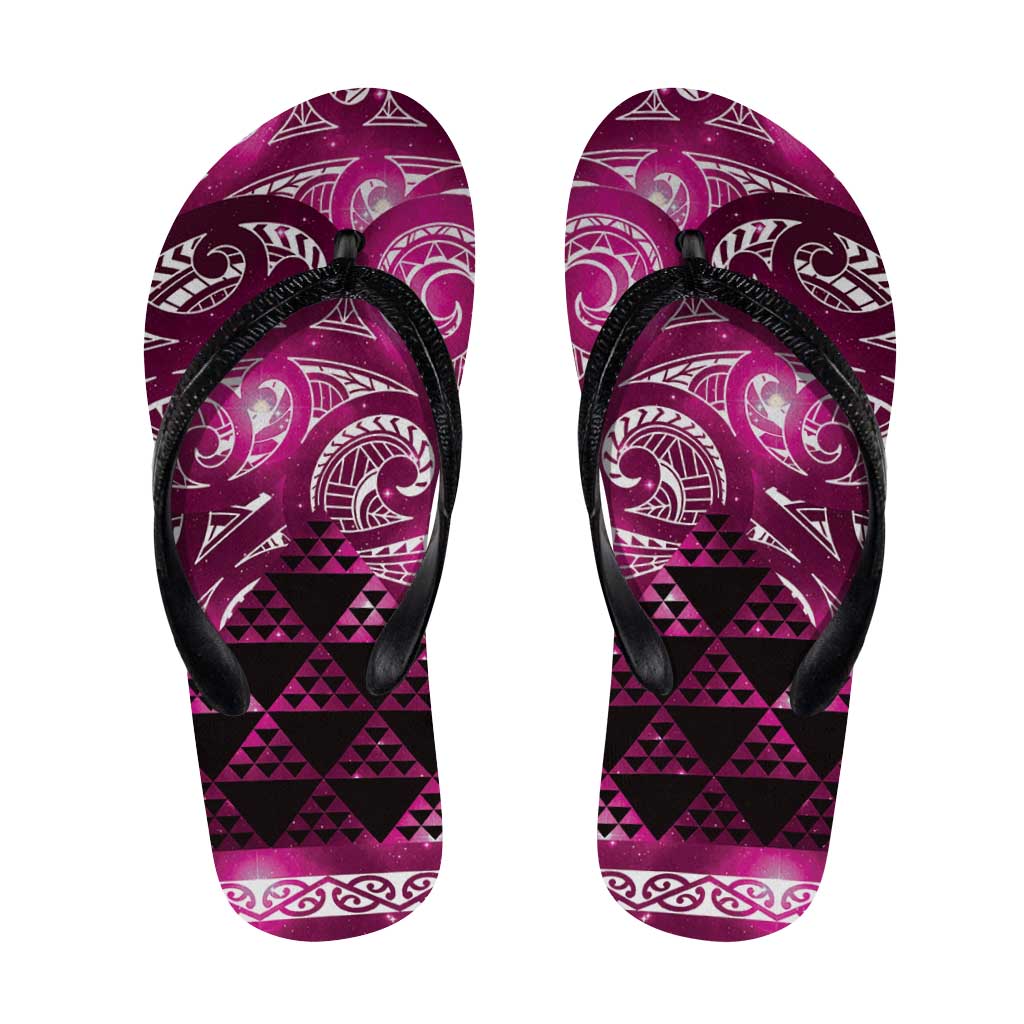 Matariki New Zealand Flip Flops NZ Niho Taniwha Maori New Year Pink Galaxy