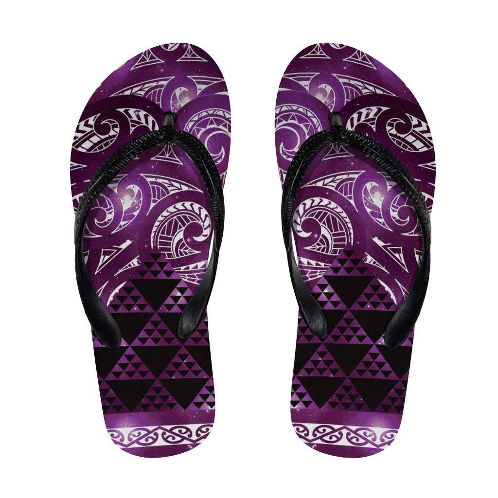 Matariki New Zealand Flip Flops NZ Niho Taniwha Maori New Year Purple Galaxy