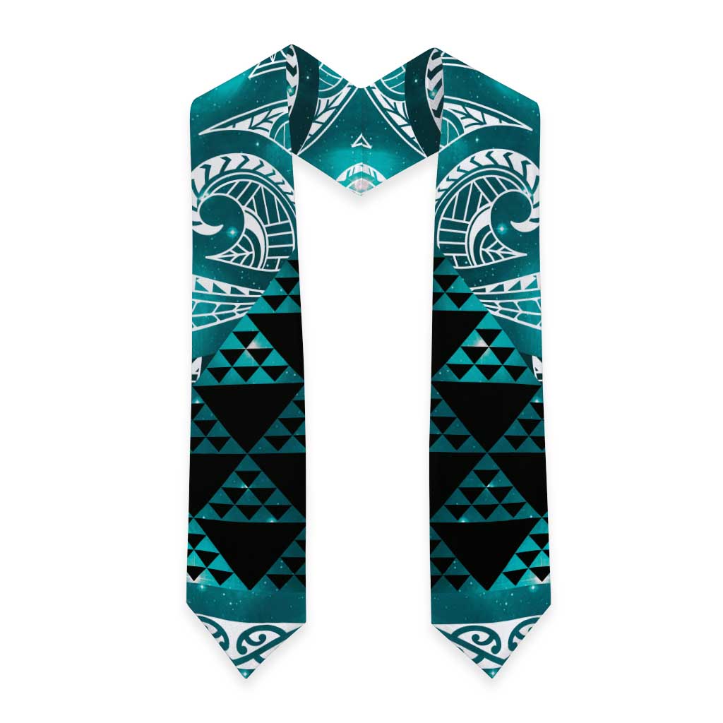 Matariki New Zealand Graduation Stole NZ Niho Taniwha Maori New Year Cyan Galaxy